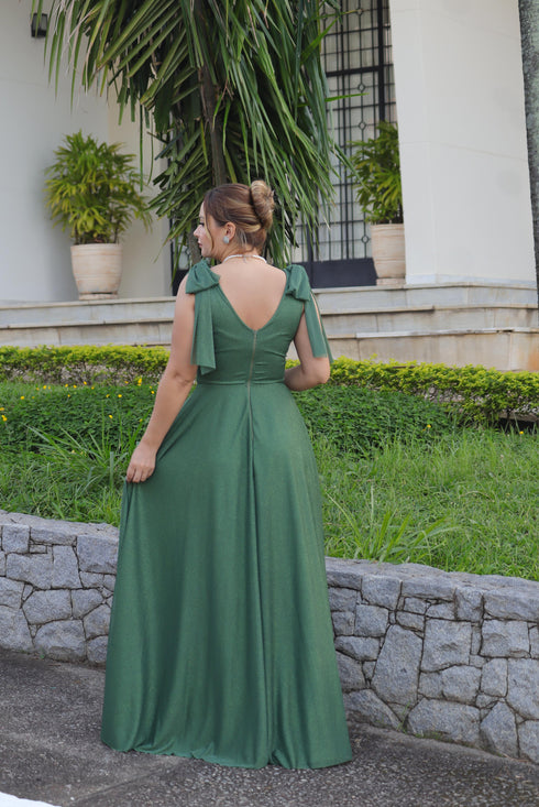 VESTIDO MANGA CAPA ACINTURADO vestido de festa PETRA FINA